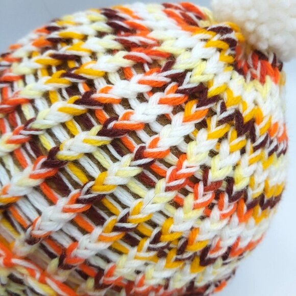 Handmade Loom Knit Fingerless Gloves Beanie Hat Toque Pompom Size Small Autumn - Picture 11 of 16